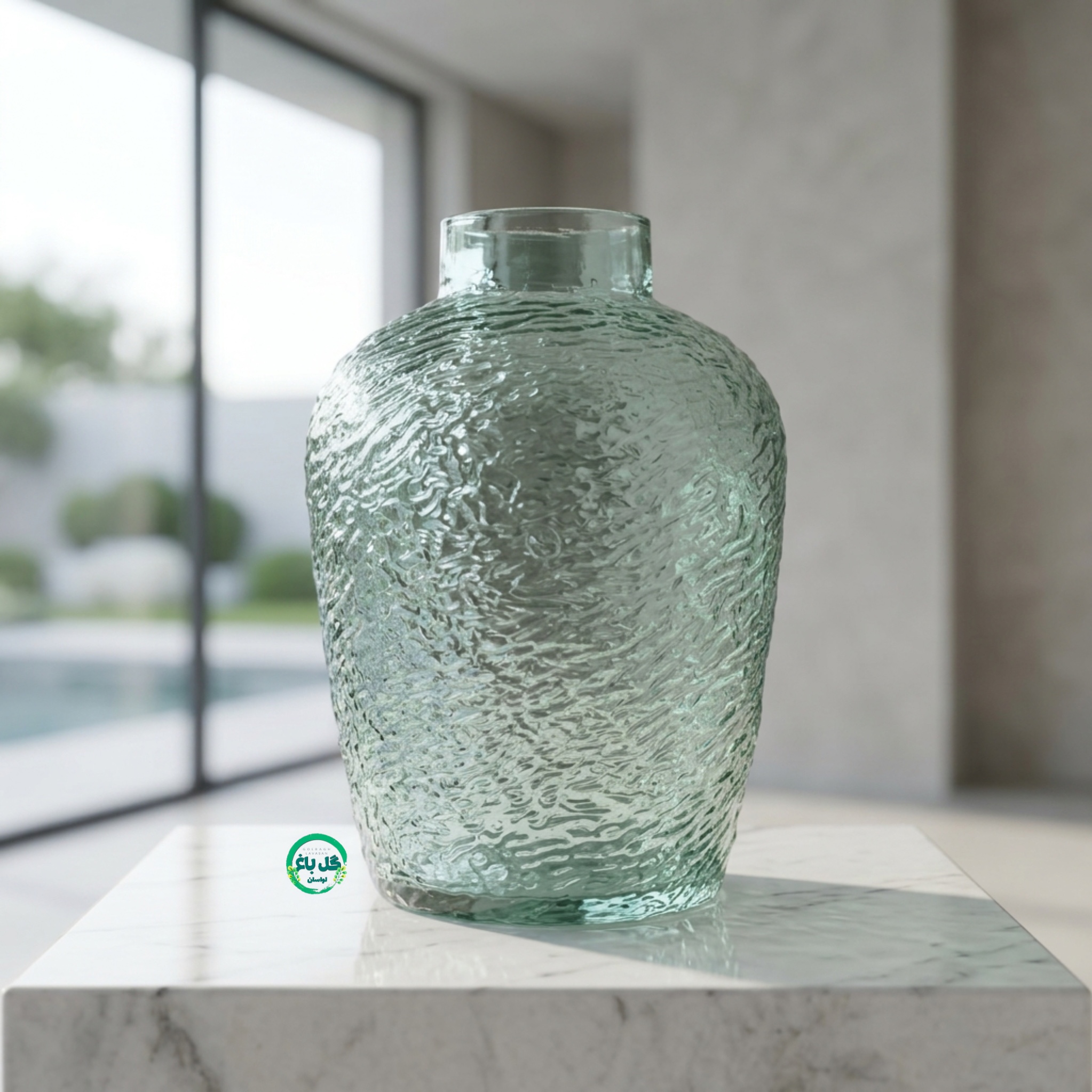 گلدان شیشه ای طرح خمره مشجر کد ۱۰۰۵
